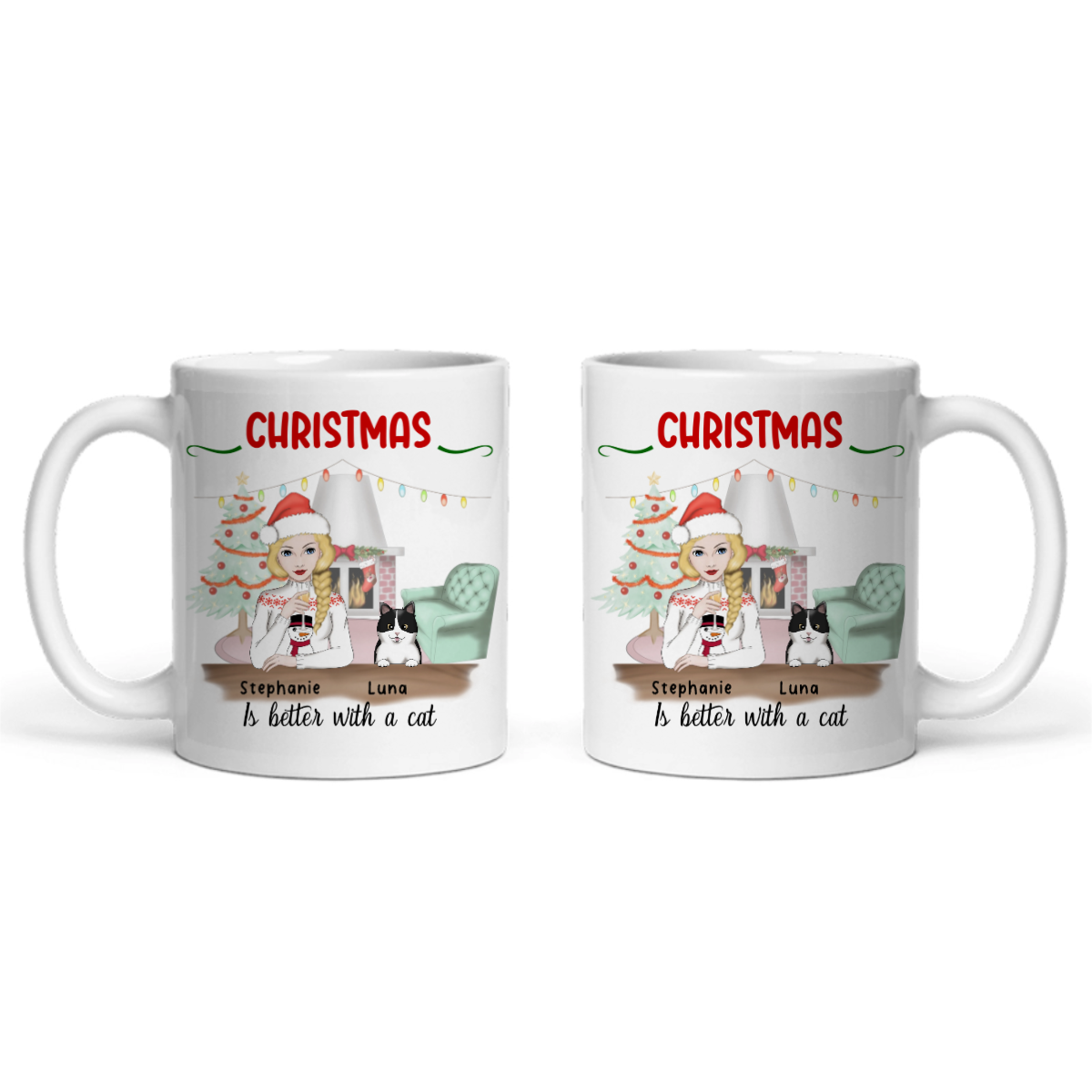 Weihnachten ist schöner mit Katzen Keramiktasse