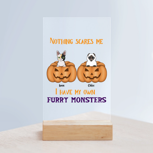 Nichts macht mir Angst Halloween Acrylschild mit Holzständer