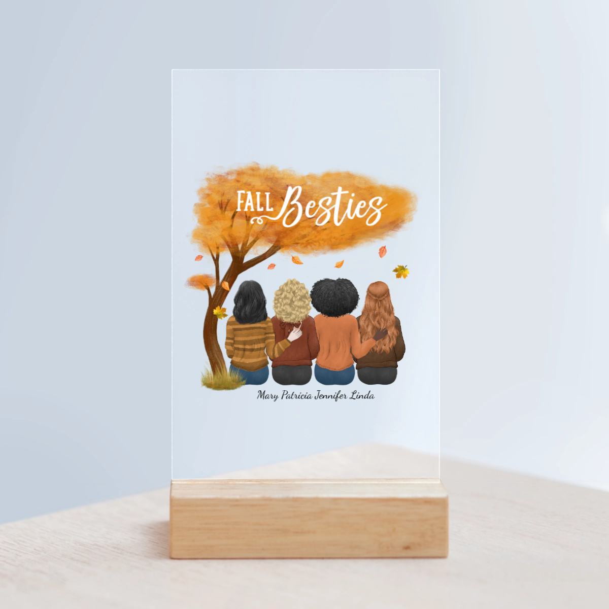Herbst Besties Acrylschild mit Holzständer