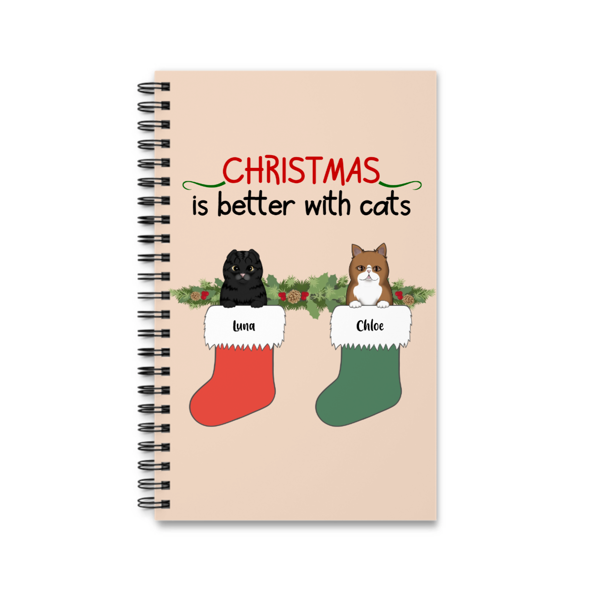 Weihnachten ist schöner mit Katzen Spiralnotizbuch