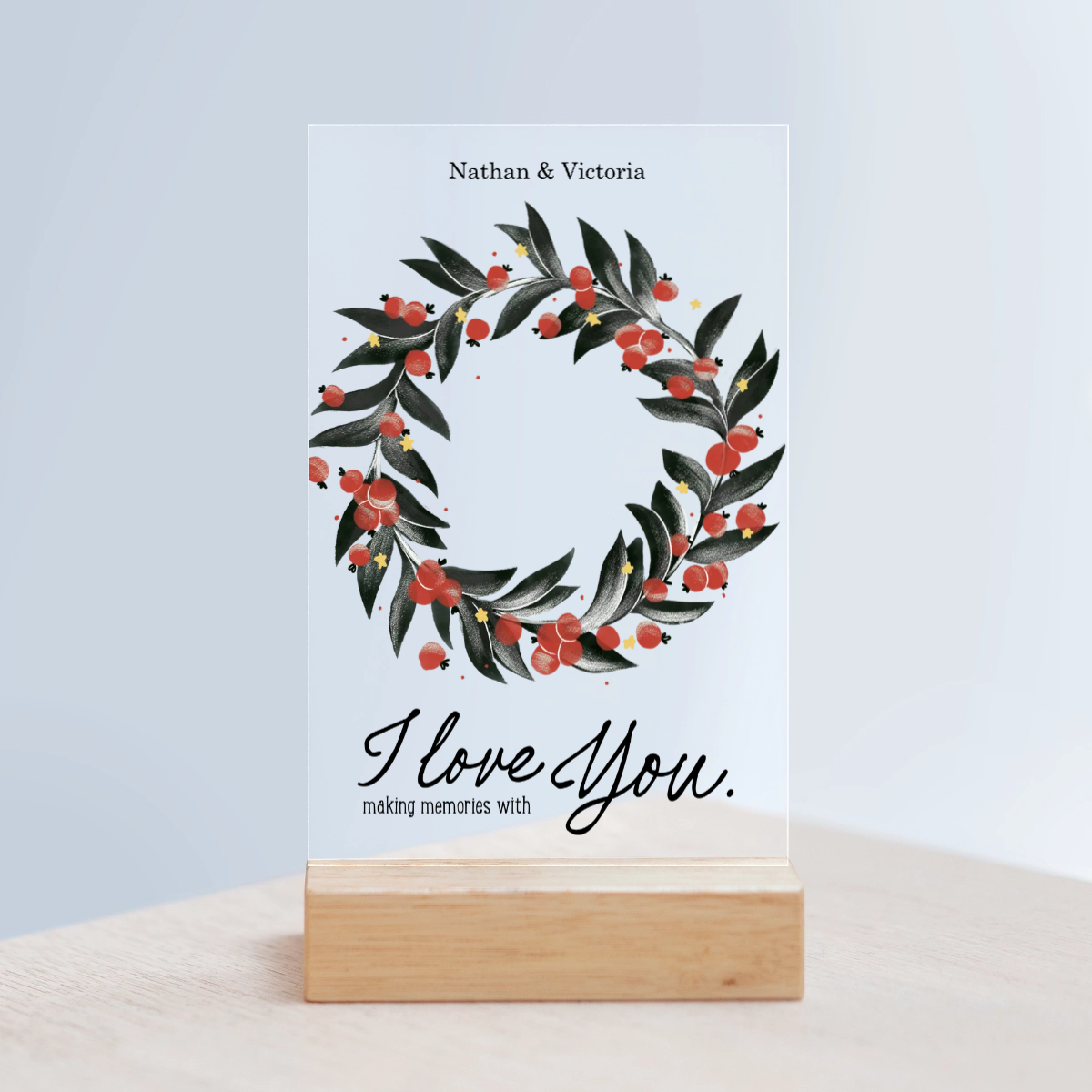 Frohe Weihnachten Acrylschild mit Holzständer