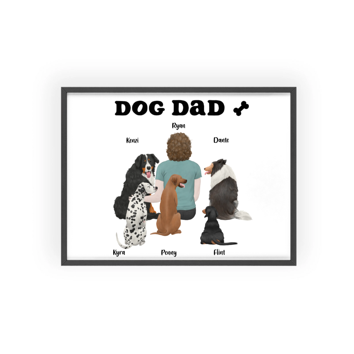 Hundepapa Poster mit Holzrahmen
