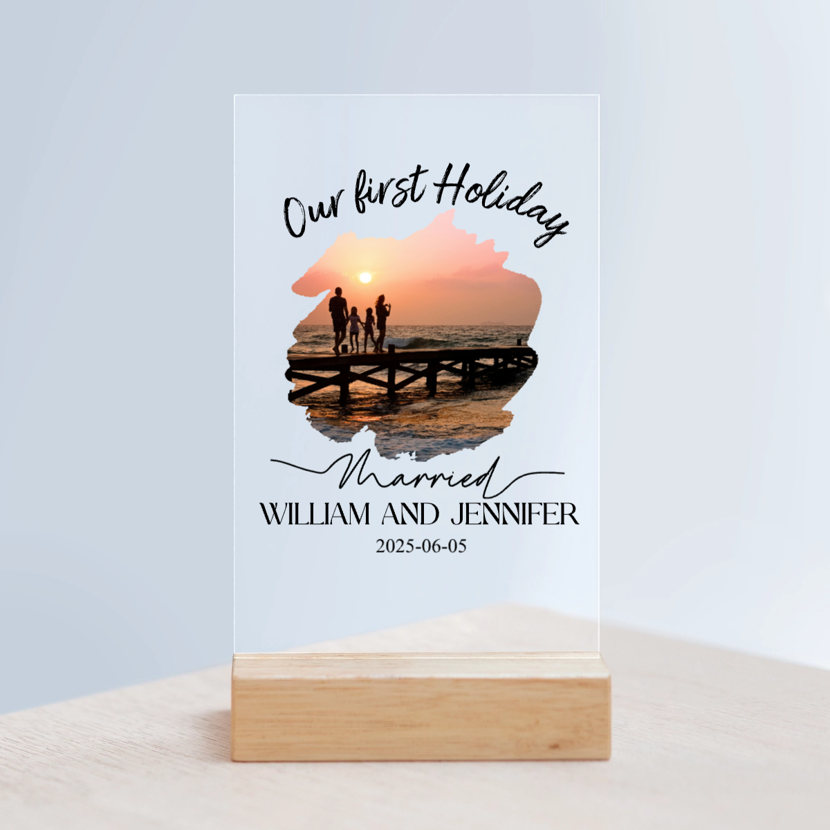Verheiratet Acrylschild mit Holzständer