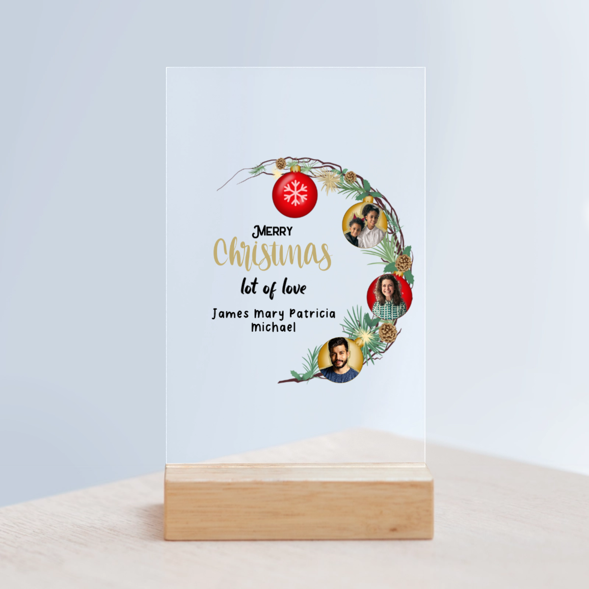 Frohe Weihnachten Acrylschild mit Holzständer