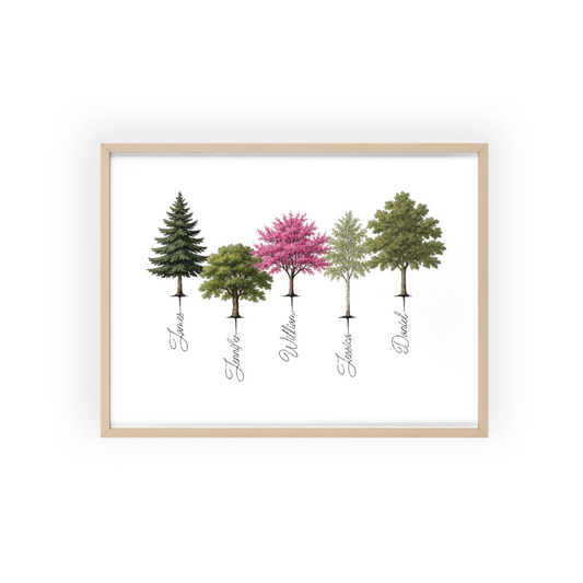 Personalisiertes Baumposter mit Holzrahmen