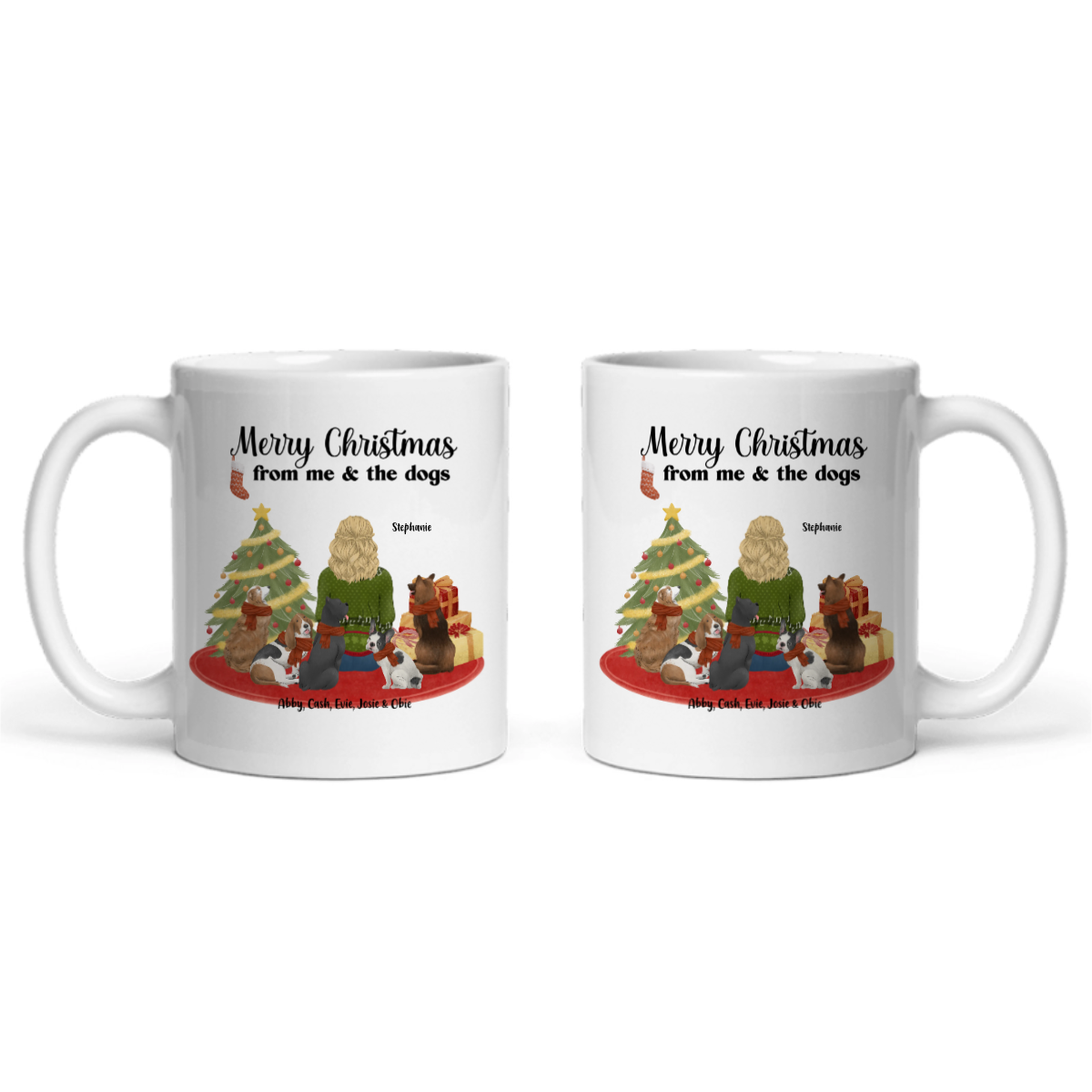 Frohe Weihnachten von mir und den Hunden Keramiktasse