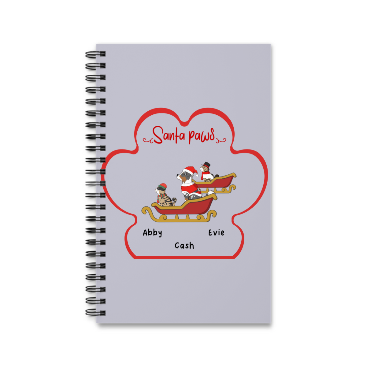 Weihnachtspfoten Spiralnotizbuch