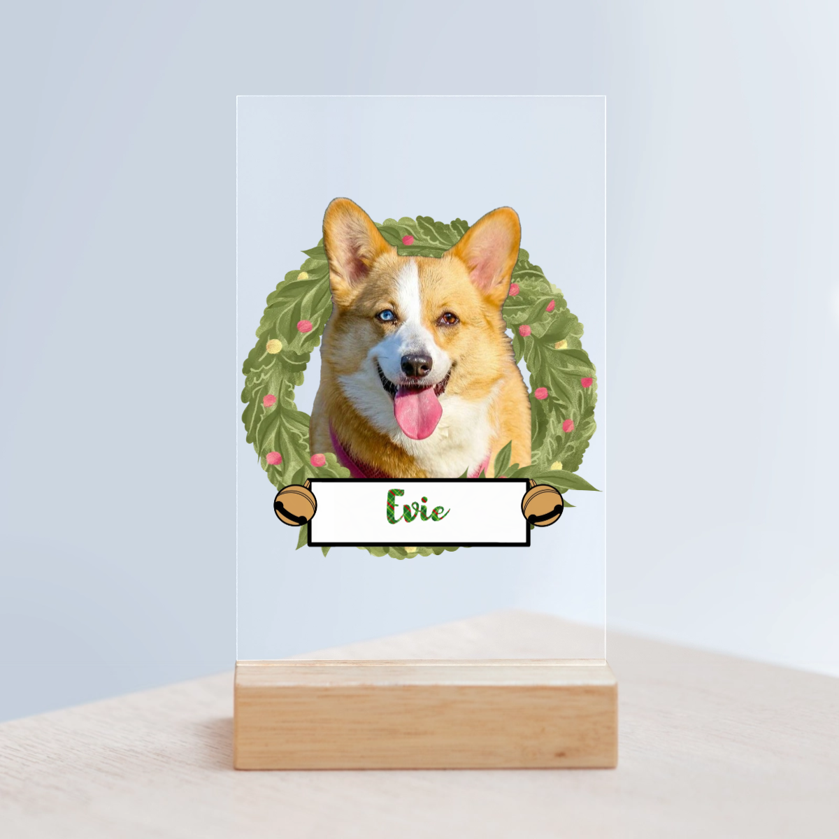 Weihnachten mit meinem Haustier Acrylschild mit Holzständer