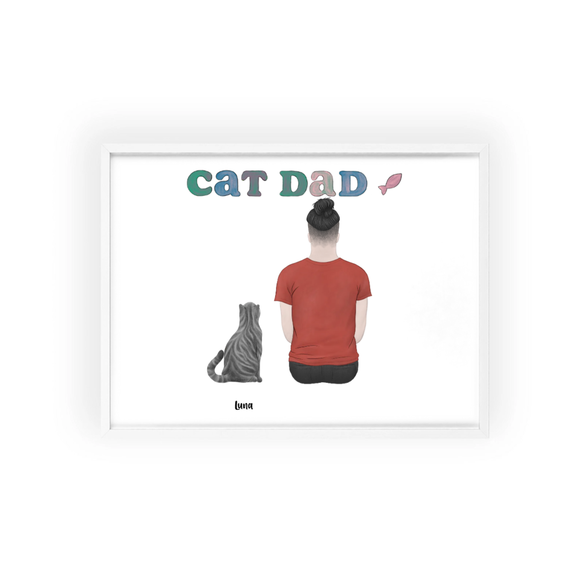 Personalisiertes Katzenpapa Poster mit Holzrahmen