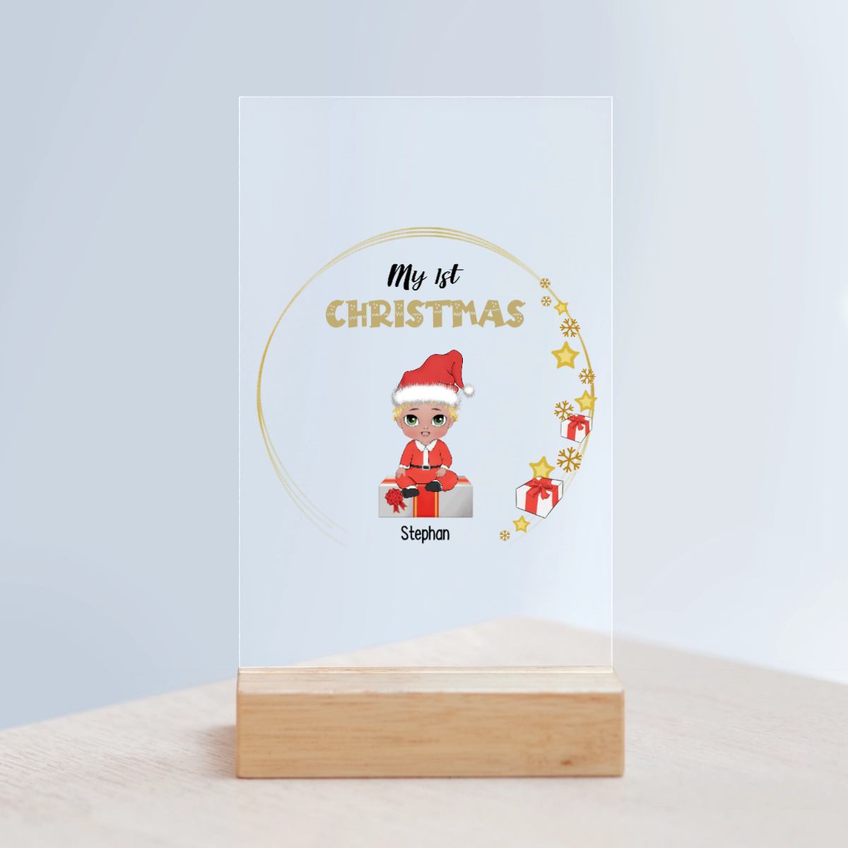 Mein erstes Weihnachten Acrylschild mit Holzständer