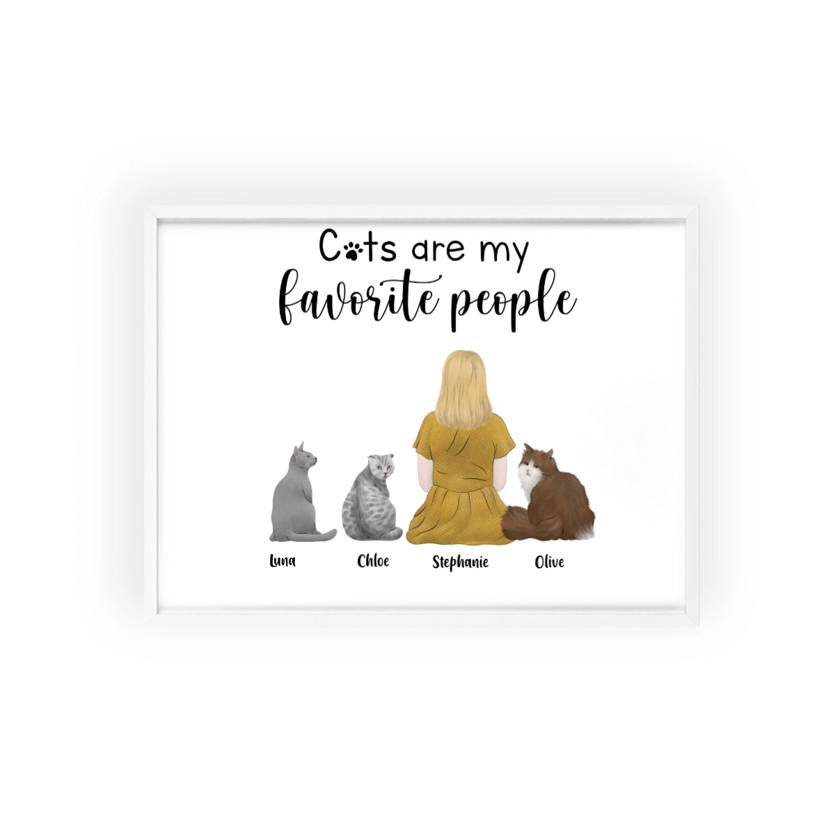 Katzen sind meine Lieblingsmenschen Poster mit Holzrahmen