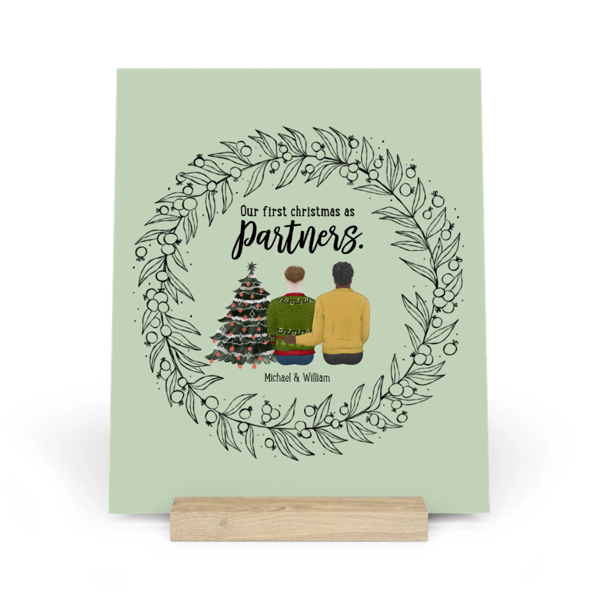 Unser erstes Weihnachten als Partner Galerietafel mit Ständer