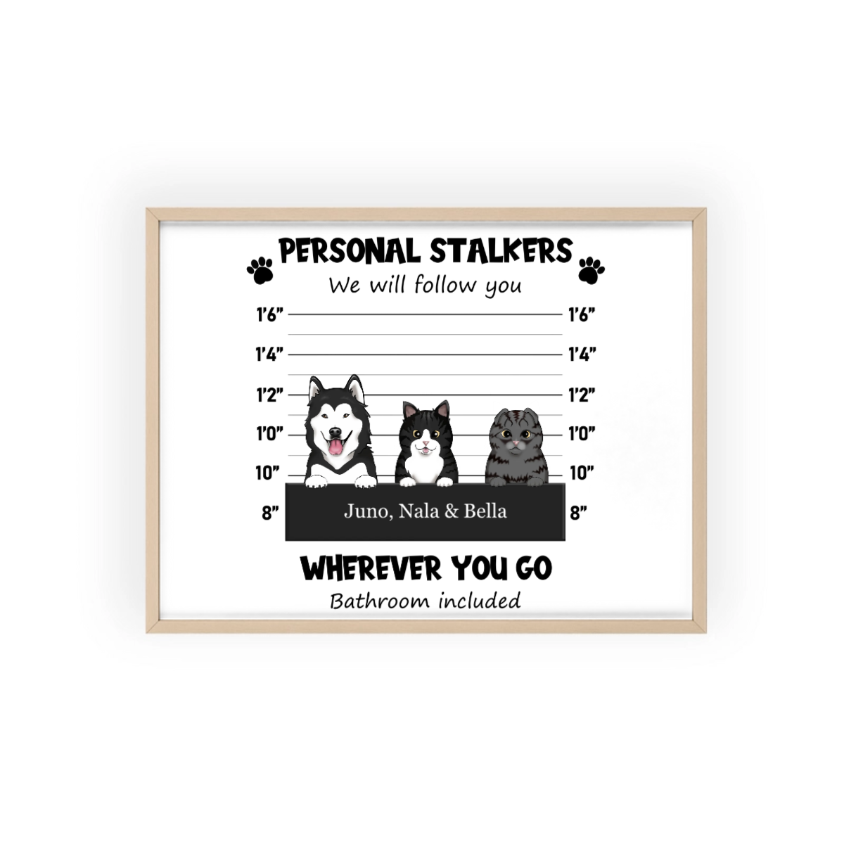 Persönlicher Stalker Poster mit Holzrahmen