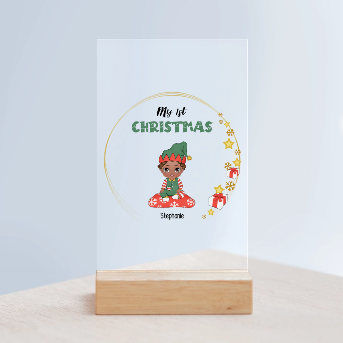 Mein erstes Weihnachten Acrylschild mit Holzständer