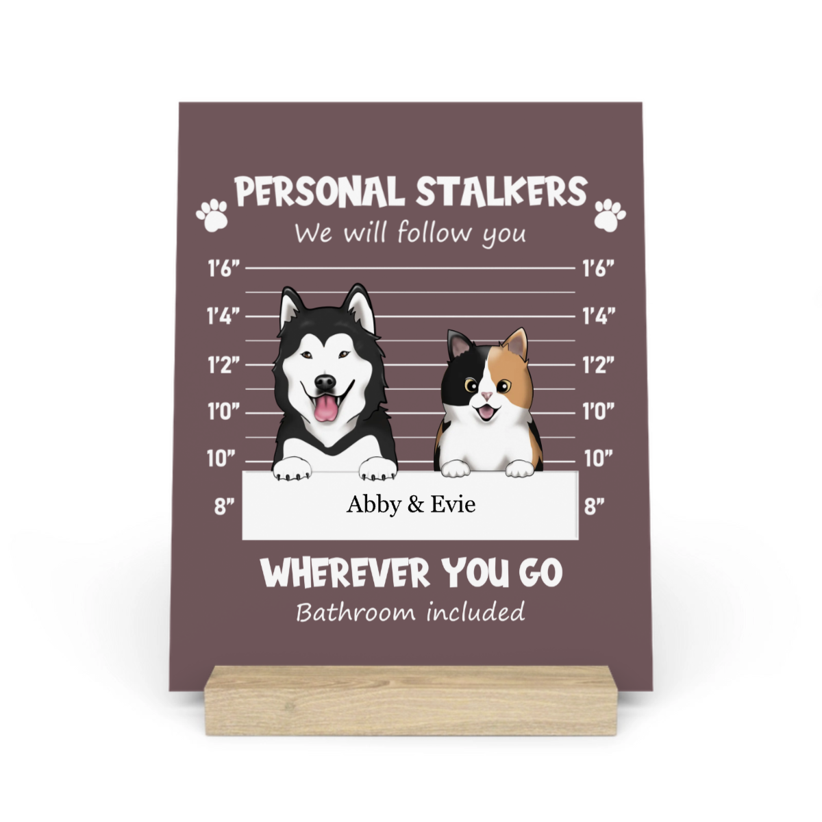 Persönliche Stalker Galerietafel mit Ständer
