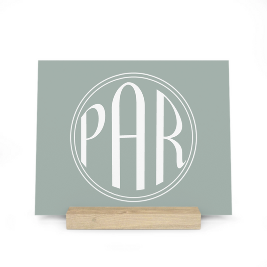 Kreisförmiges Monogramm Galerietafel mit Ständer