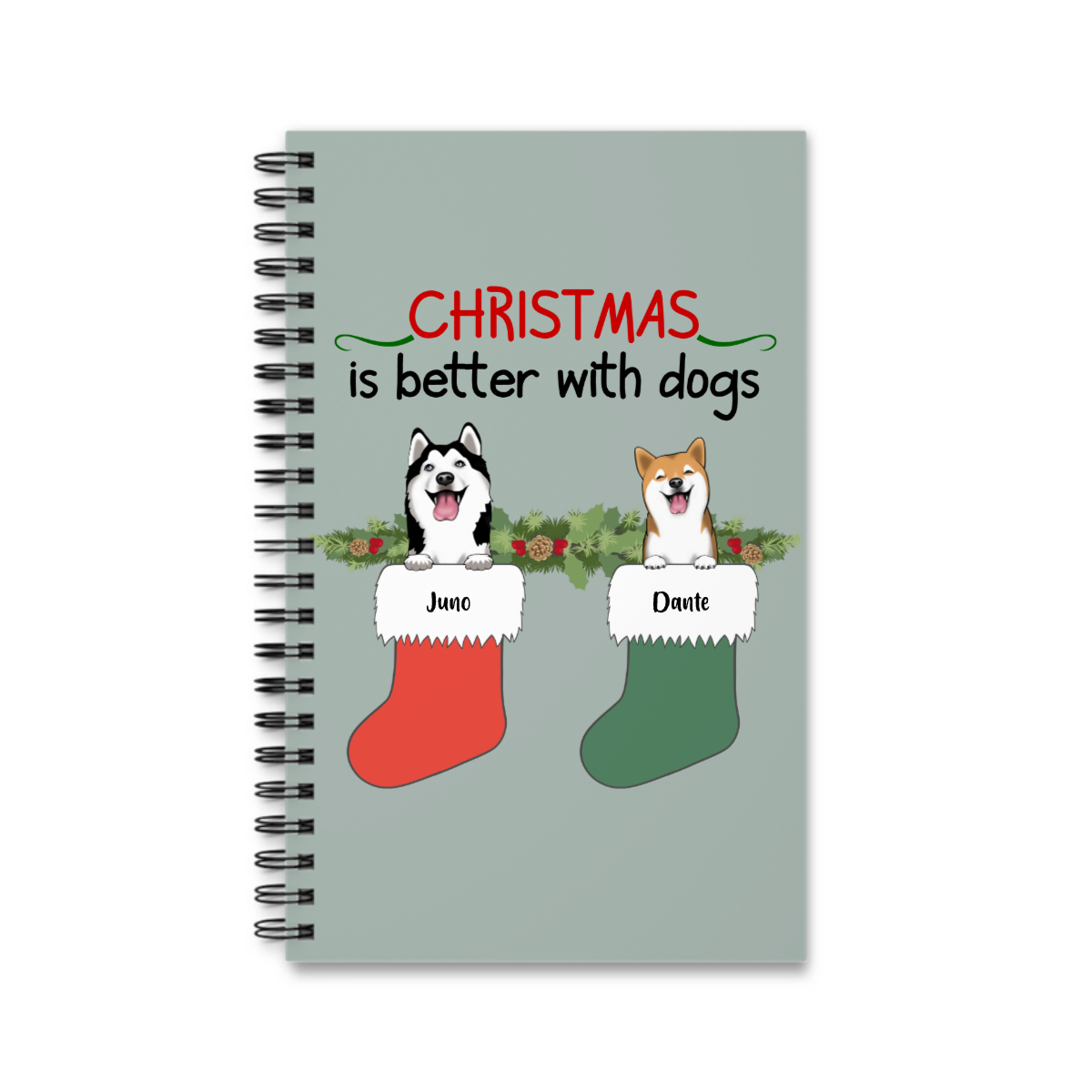 Weihnachten ist schöner mit Hunden Spiralnotizbuch