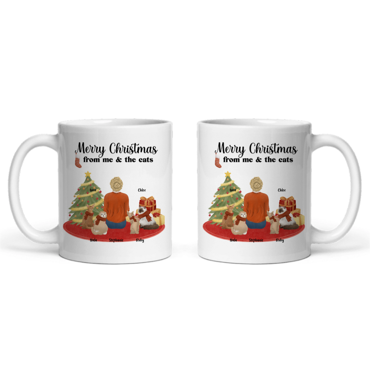 Frohe Weihnachten von mir und den Katzen Keramiktasse