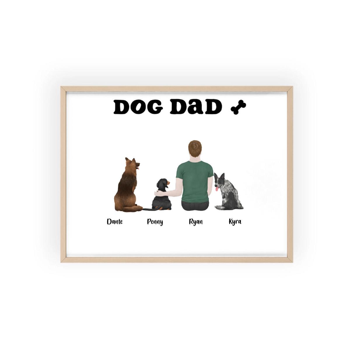 Hundepapa Poster mit Holzrahmen