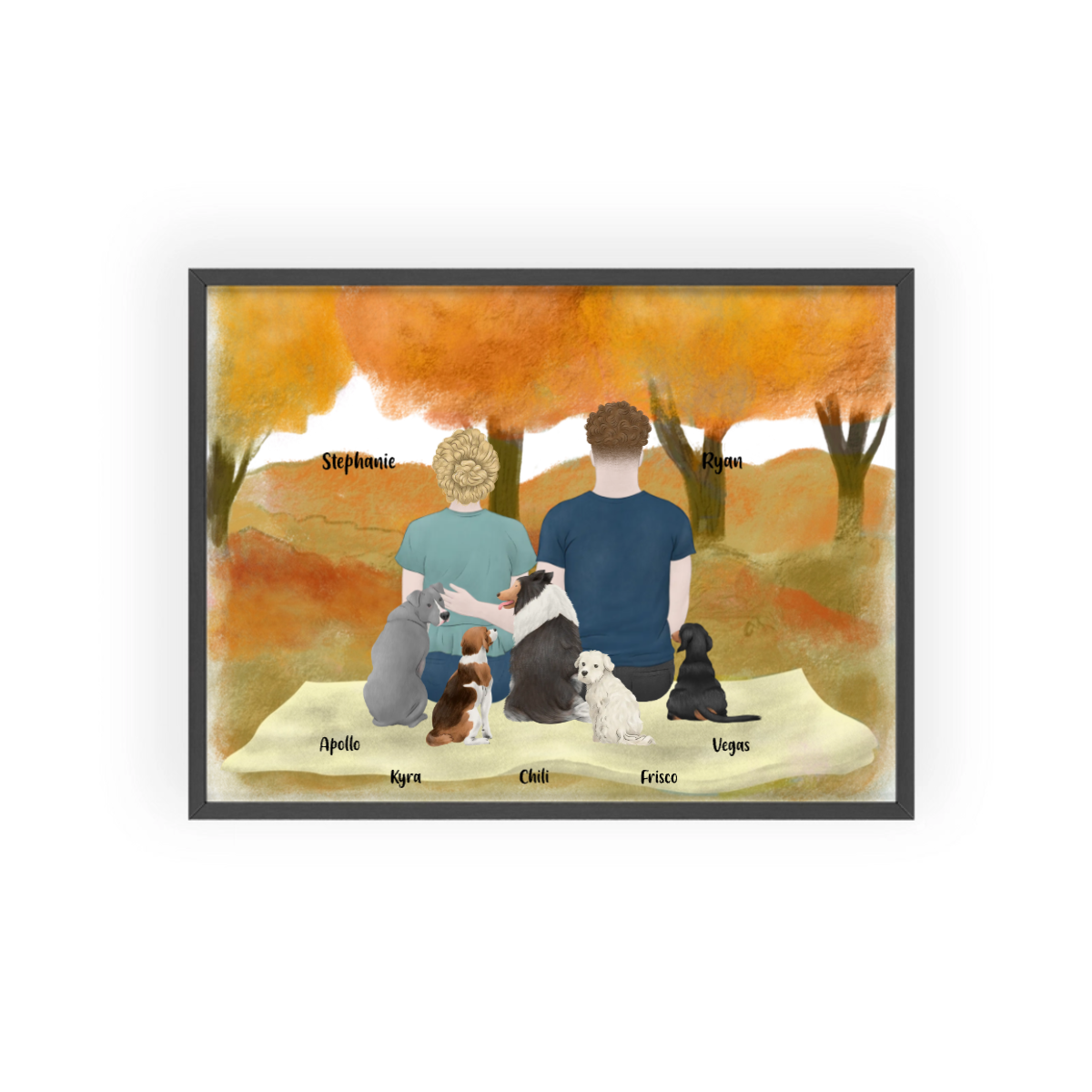 Du, ich und die Hunde Poster mit Holzrahmen