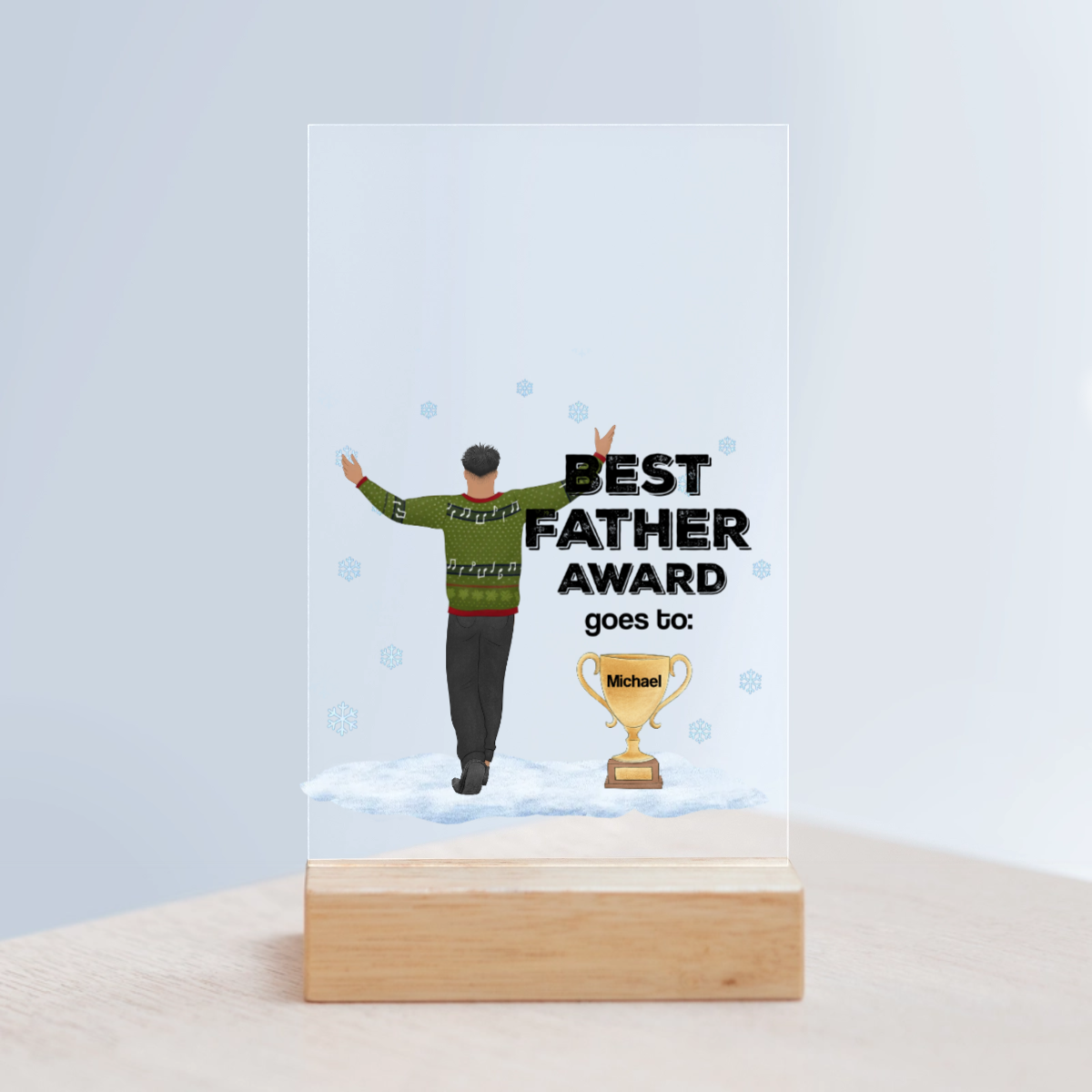 Bester Vater Auszeichnung Weihnacht Acrylschild mit Holzständer