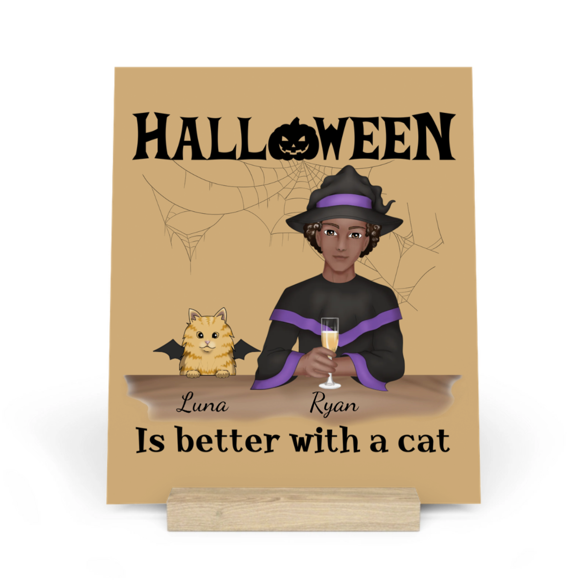 Halloween ist besser mit Katzen Galerietafel mit Ständer
