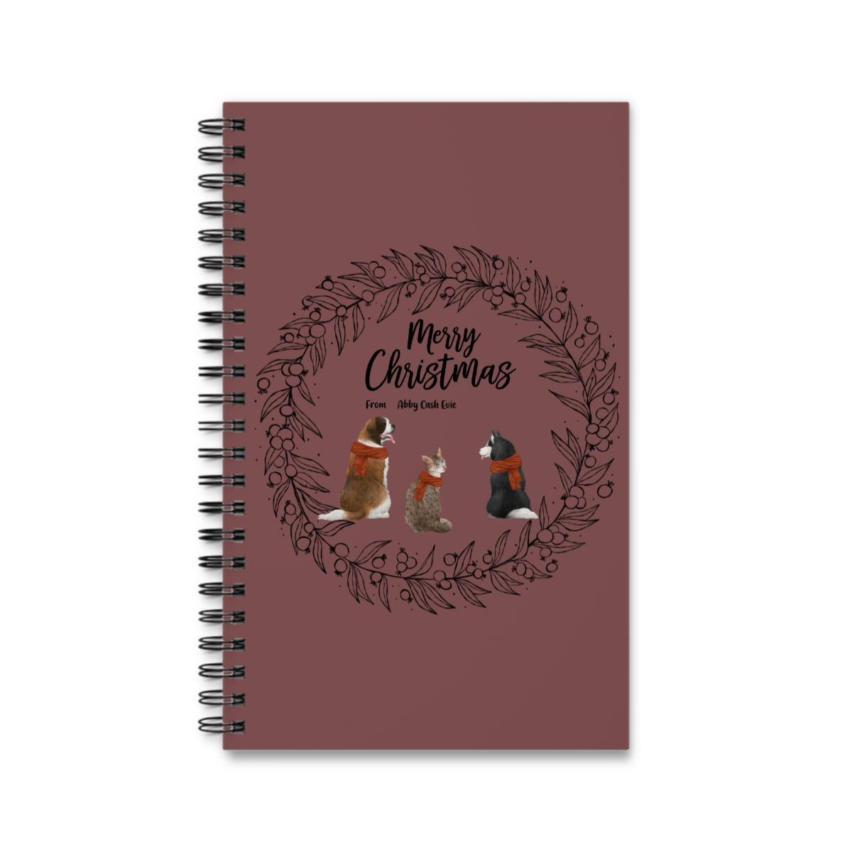 Frohe Haustier Weihnachten Spiralnotizbuch