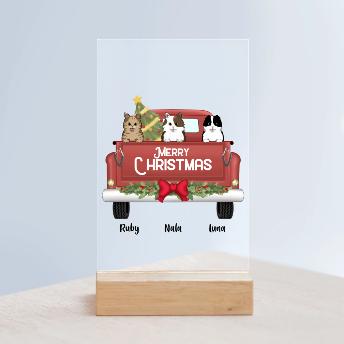Frohe Weihnachten Acrylschild mit Holzständer