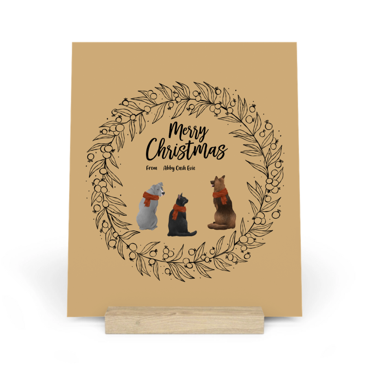 Frohe Haustier Weihnachten Galerietafel mit Ständer