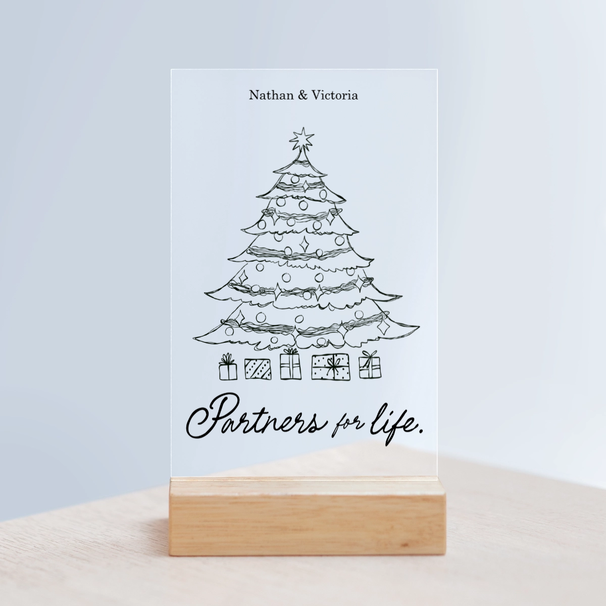 Frohe Weihnachten Acrylschild mit Holzständer