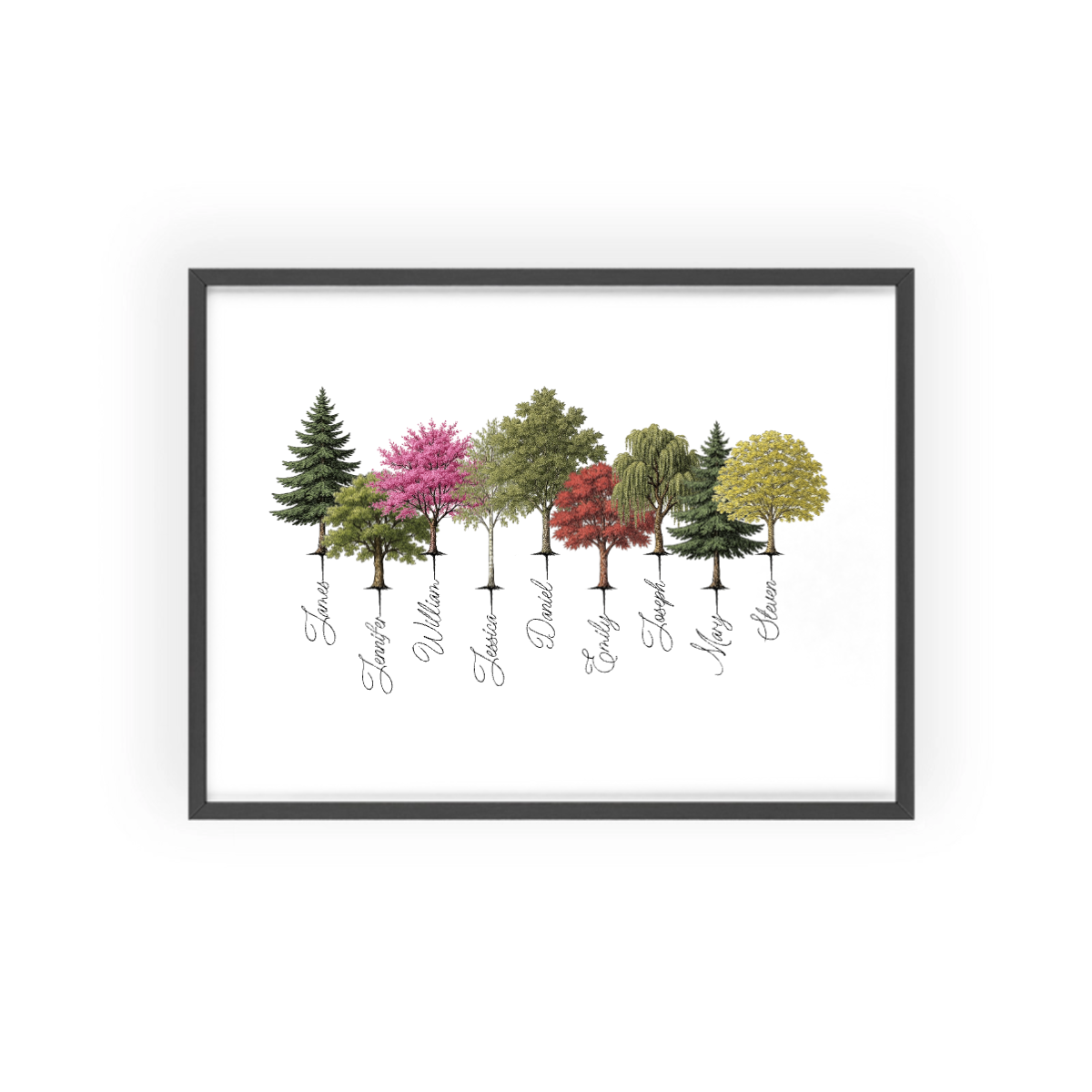 Personalisiertes Baumposter mit Holzrahmen