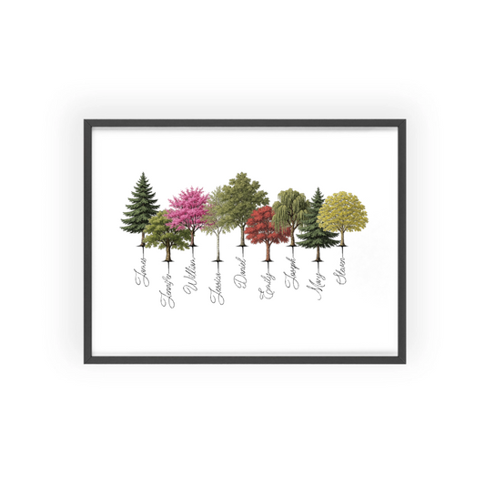 Personalisiertes Baumposter mit Holzrahmen