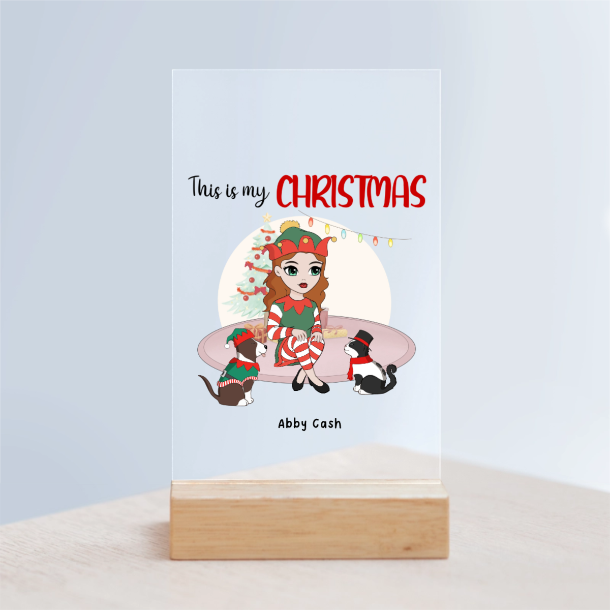 Meine Weihnachten Acrylschild mit Holzständer