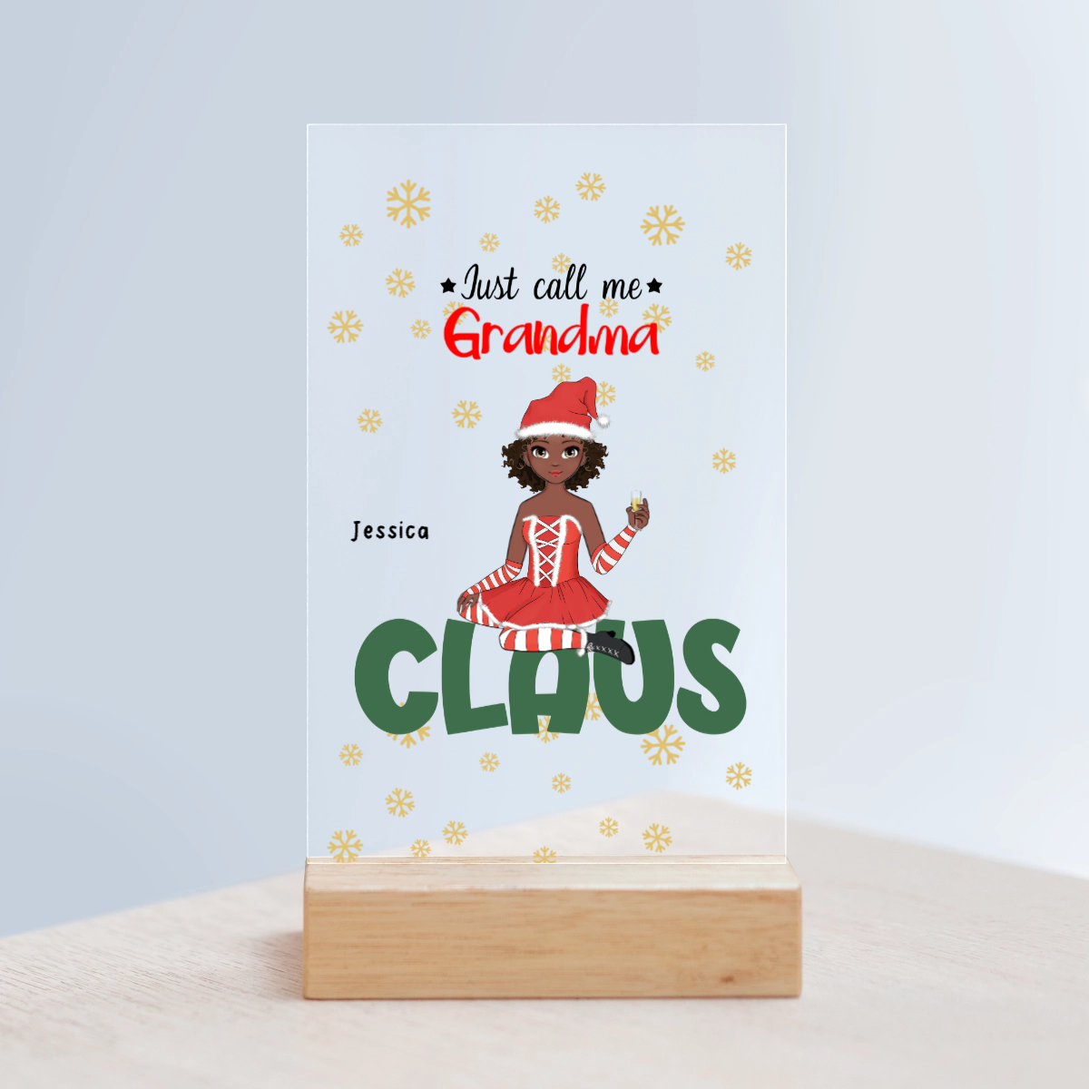 Nenn mich Oma Klaus Weihnacht Acrylschild mit Holzständer