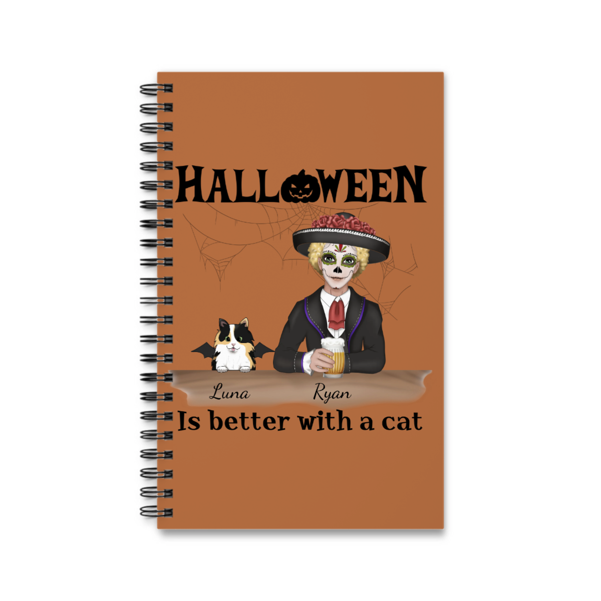 Halloween ist besser mit einem Katzen Spiralnotizbuch