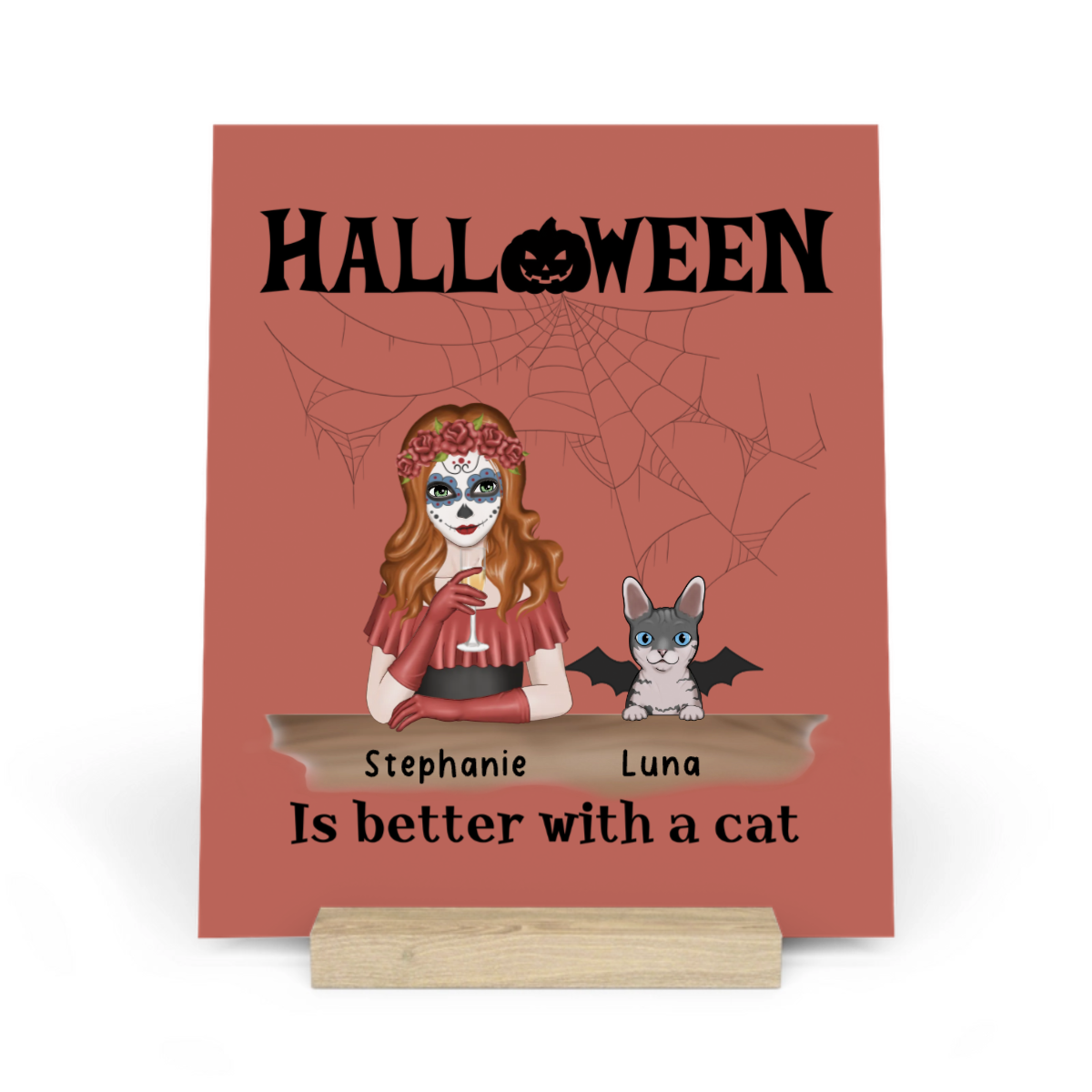 Halloween ist besser mit Katzen Galerietafel mit Ständer