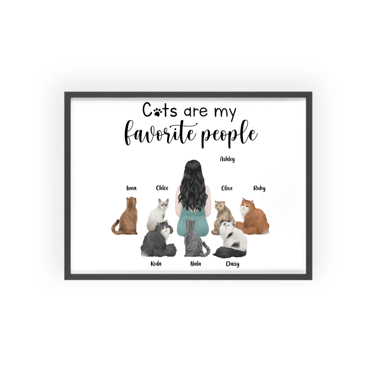 Katzen sind meine Lieblingsmenschen Poster mit Holzrahmen