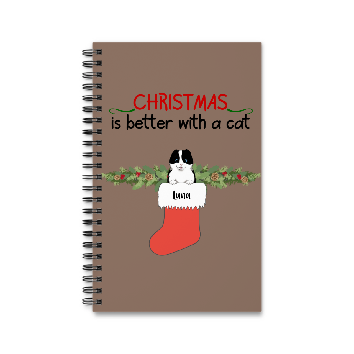 Weihnachten ist schöner mit Katzen Spiralnotizbuch