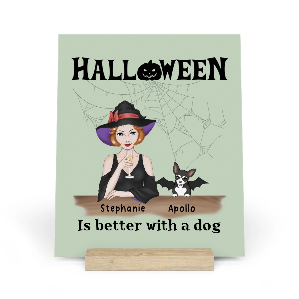 Halloween ist besser mit Hunden Galerietafel mit Ständer