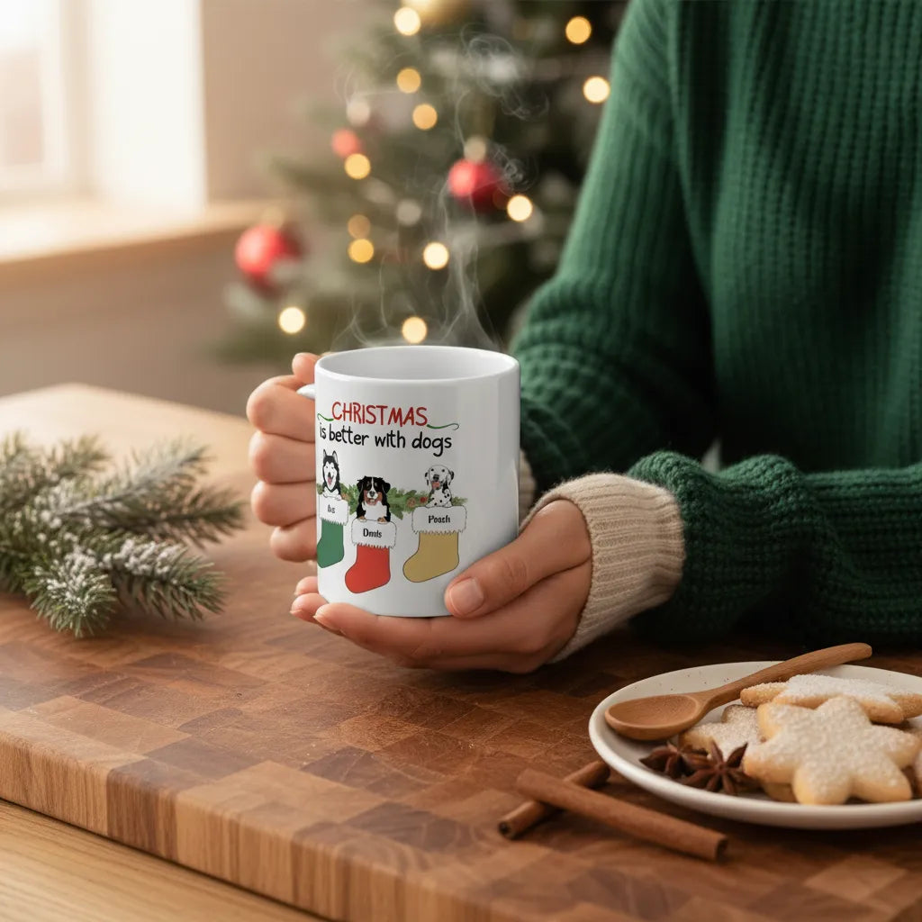 Weihnachten ist schöner mit Hunden Keramiktasse