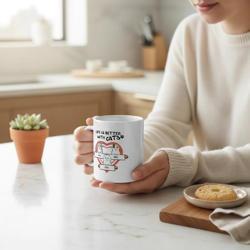 Das Leben ist besser mit Katzen Keramiktasse