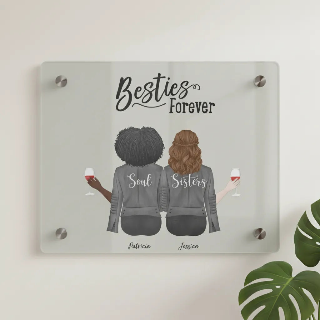 Besties Forever Acryl Wandkunst Panel