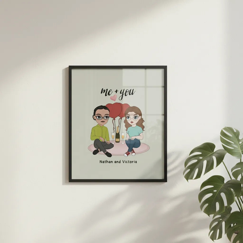 Du + Ich Poster mit Holzrahmen