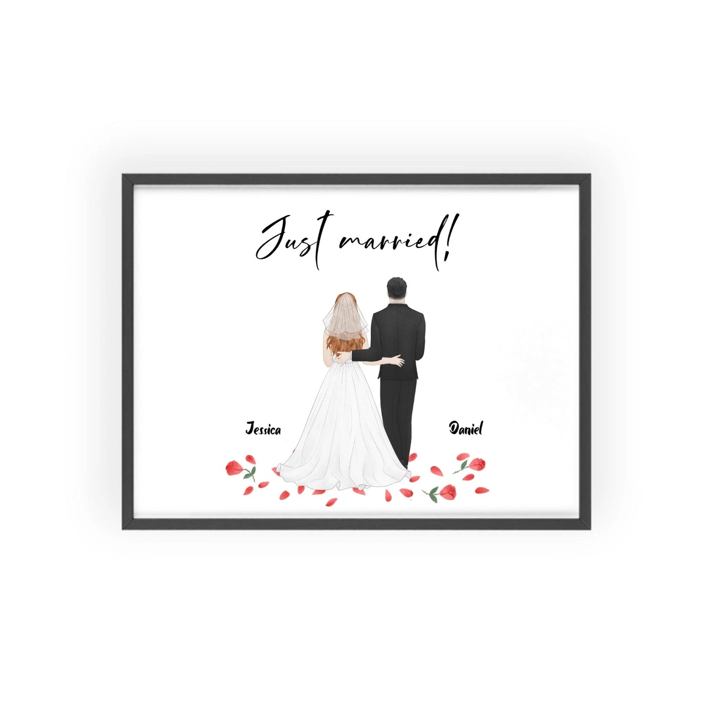Frisch verheiratet Poster mit Holzrahmen