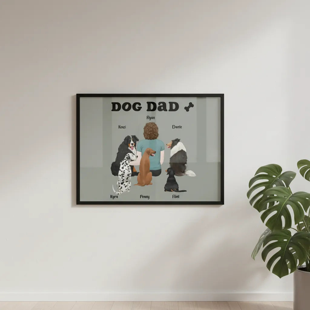 Hundepapa Poster mit Holzrahmen