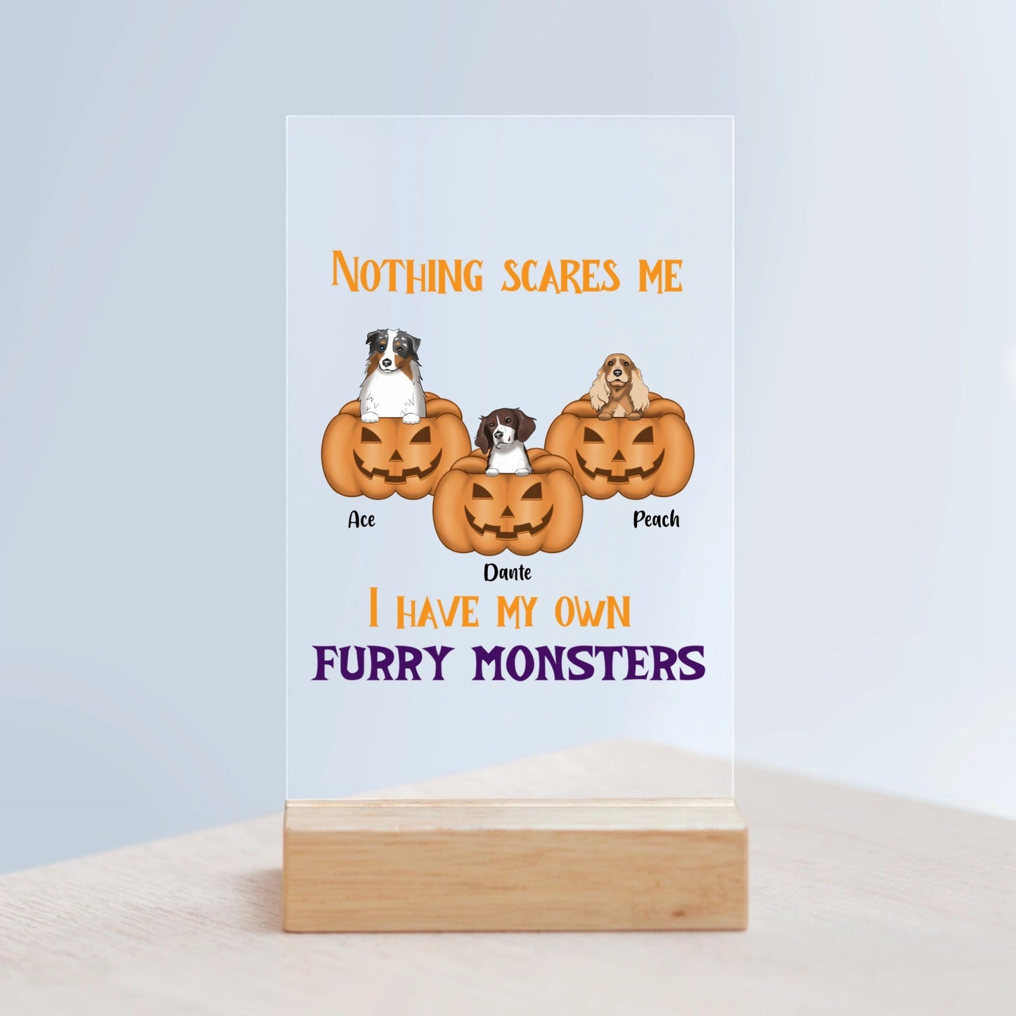 Nichts macht mir Angst Halloween Acrylschild mit Holzständer