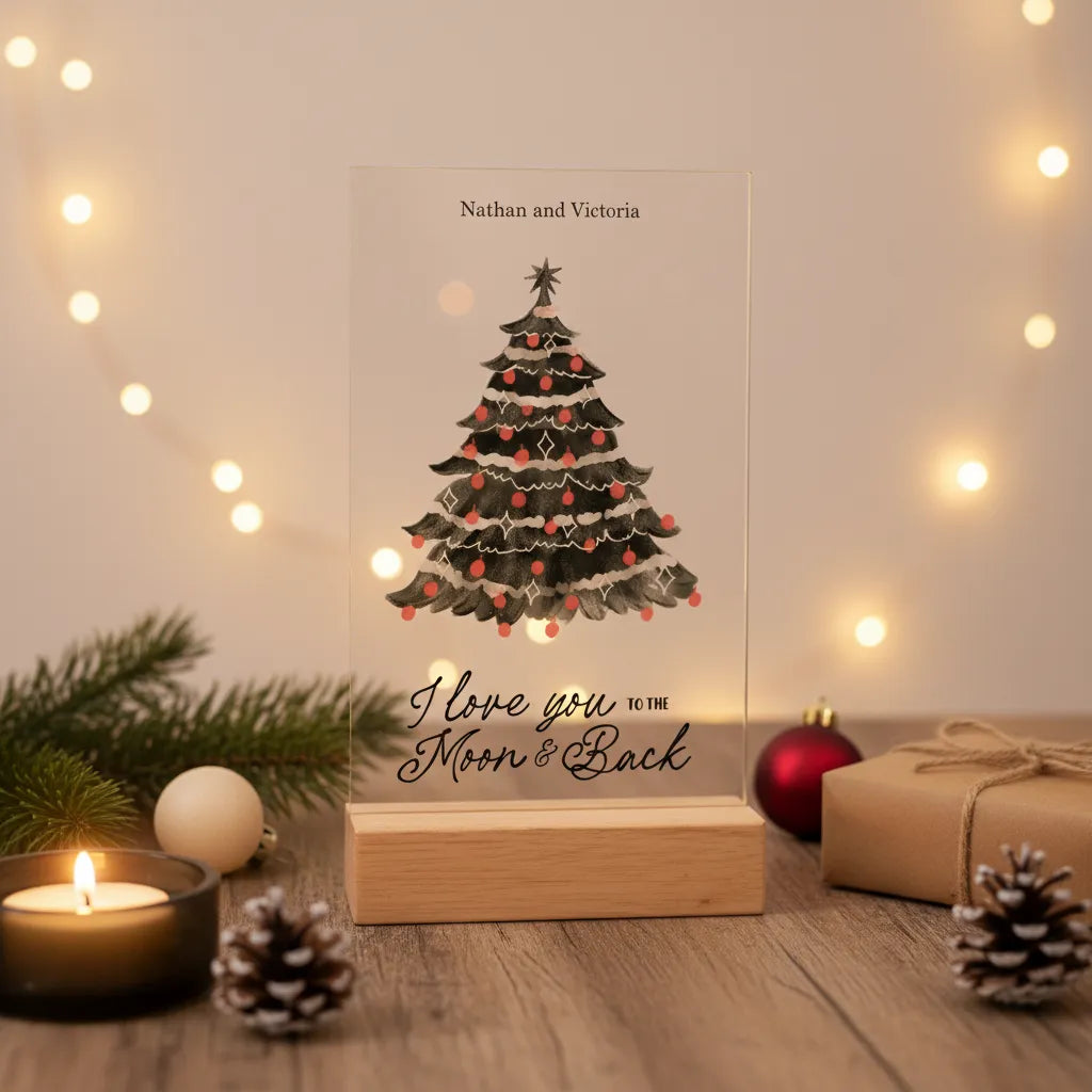Frohe Weihnachten Acrylschild mit Holzständer