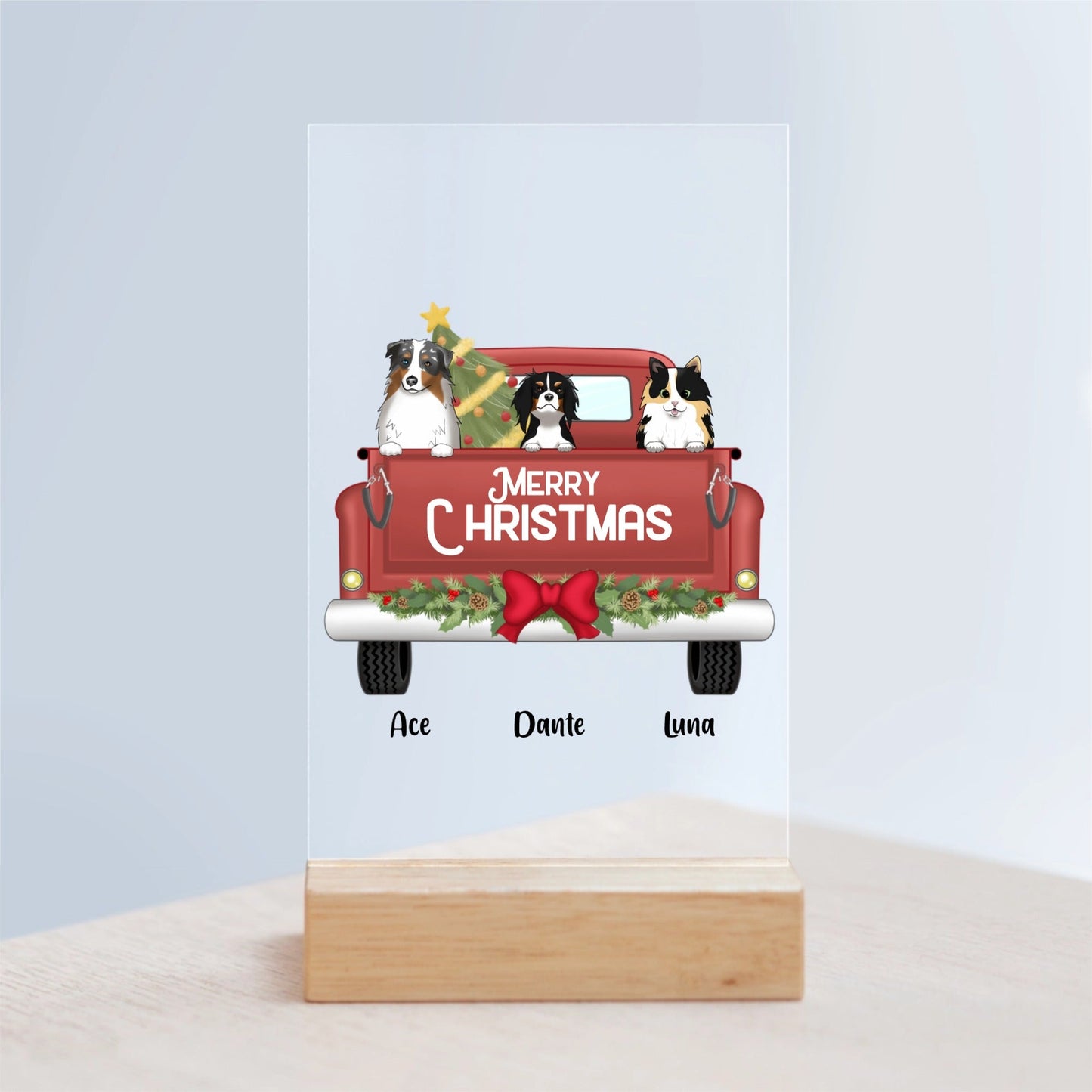 Frohe Weihnachten Acrylschild mit Holzständer