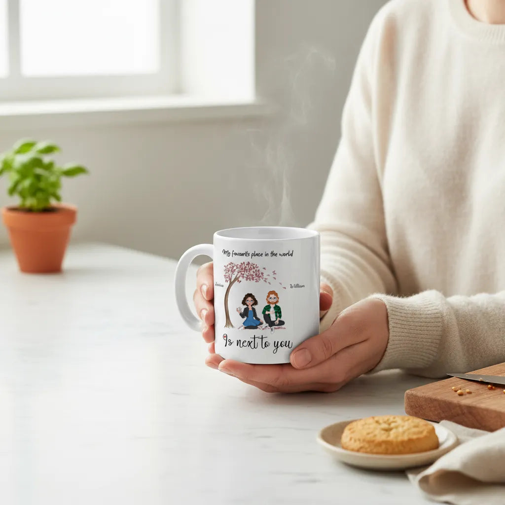Mein Lieblingsplatz ist neben dir Keramiktasse