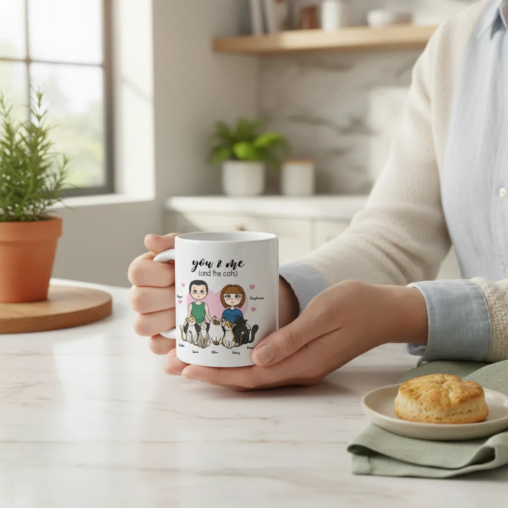 Du, ich und die Katzen Keramiktasse
